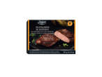 Embalagem de filetes de avestruz Deluxe com informações do produto e peso.