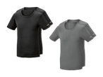 Zwei Paar Parksiden T-Shirts, eines schwarz, eines grau.