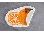 Covoras de baie cu design de portocală, felie și portocală întreagă.