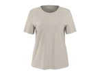 Plain light beige women's short-sleeved t-shirt with a round neck.