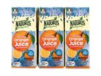 Three cartons of 100% pure orange juice from concentrate, produced in Ireland.
