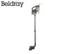 Grey stick vacuum cleaner with a transparent dustbin and a black floor head.