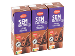 Embalagens de leite com chocolate sem lactose Milbona com certificação Rainforest Alliance.