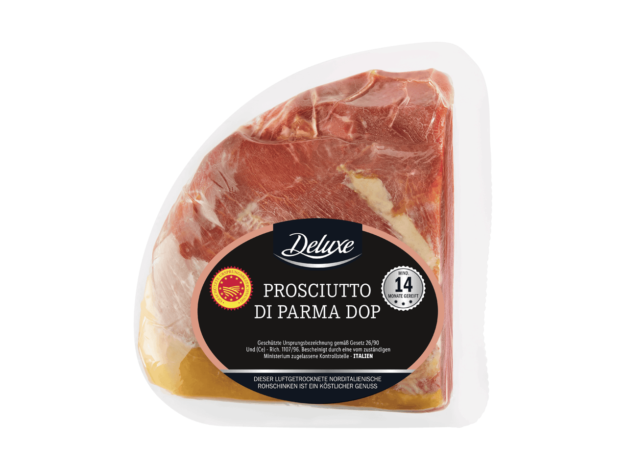 Deluxe Prosciutto di Parma DOP, 14 Monate gereift, in Vakuumverpackung