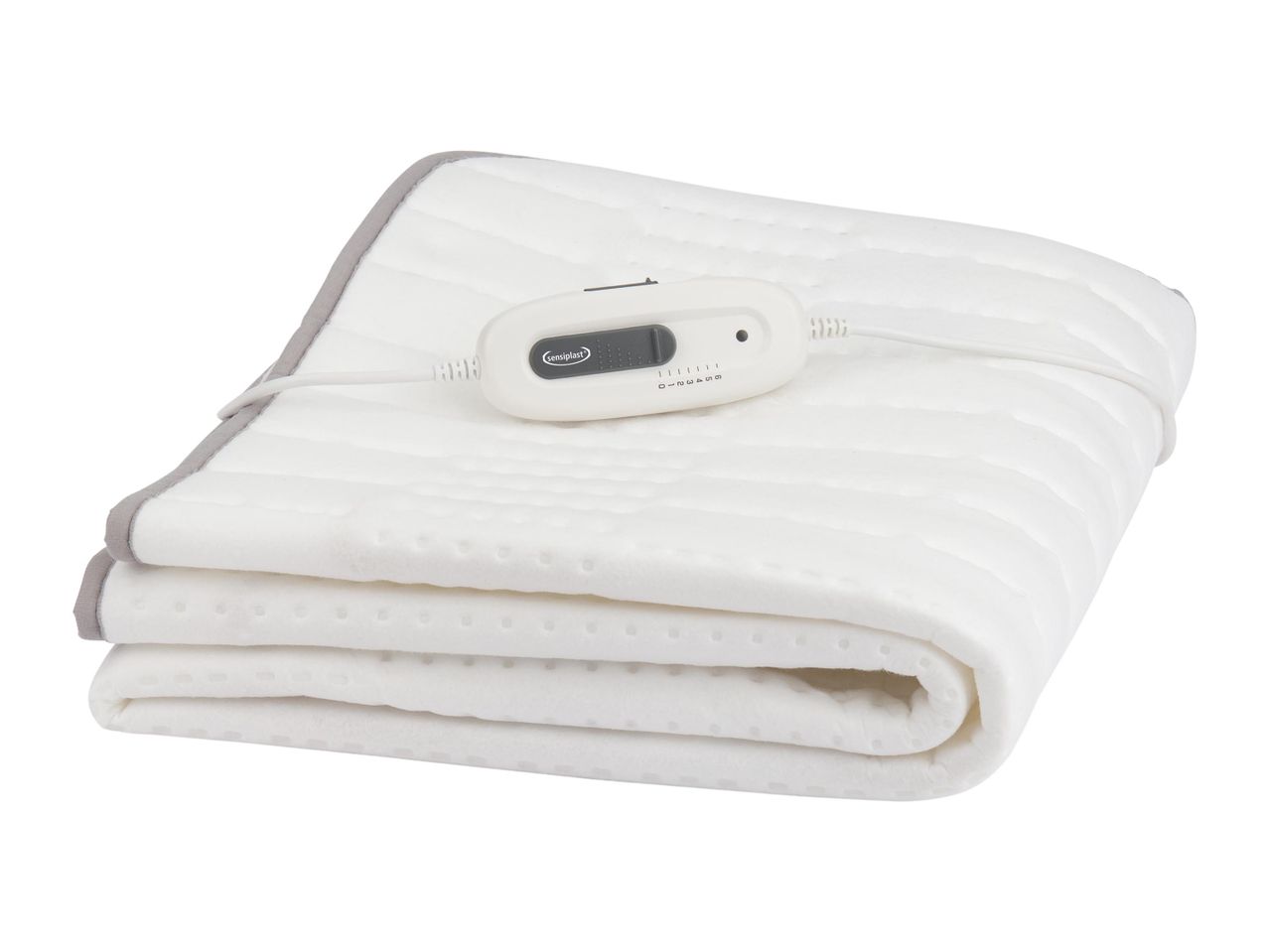 Fehér Sensiplast elektromos takaró vezérlővel, összehajtva.