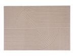 Beige doormat with a modern geometric pattern of curved and straight lines