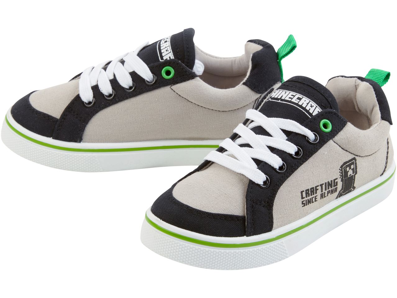 Scarpe da ginnastica Minecraft grigie e nere per bambini.
