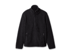 Schwarzer Fleece-Pullover mit Reißverschluss und Ledereinfassungen