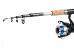 Σετ ψαρέματος CRIVIT με τηλεσκοπικό καλάμι και μηχανισμό με μπλε πετονιά.