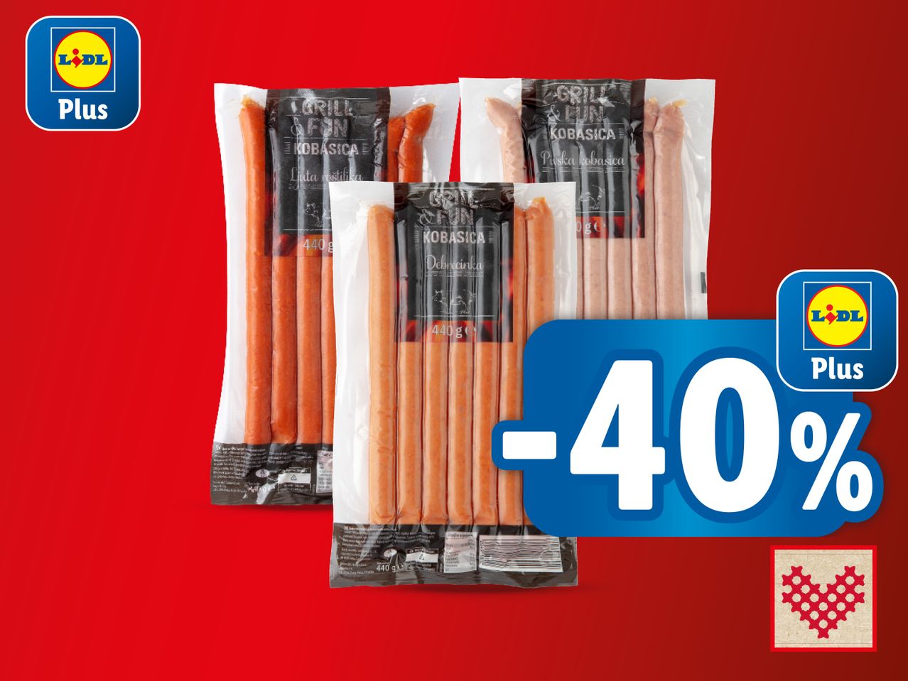 Lidl Plus ponuda: 40% popusta na kobasice.