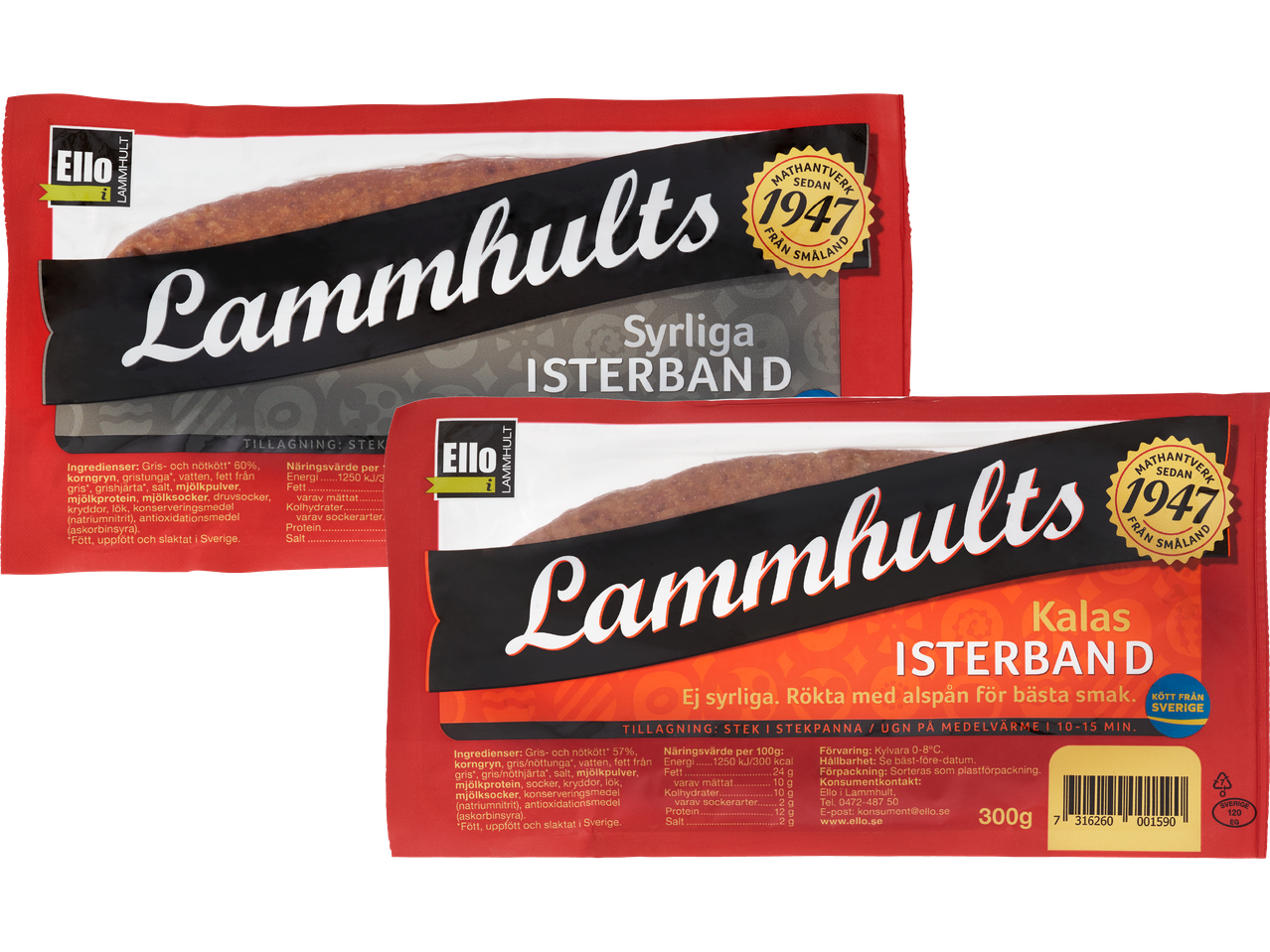 Två förpackningar Lammhults isterband