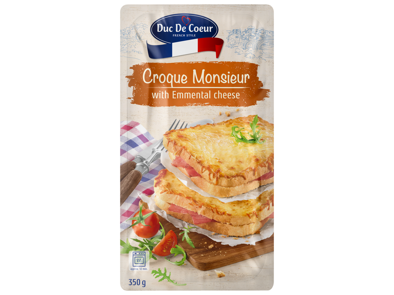 Duc de Coeur Croque Monsieur met Emmentaler kaas.