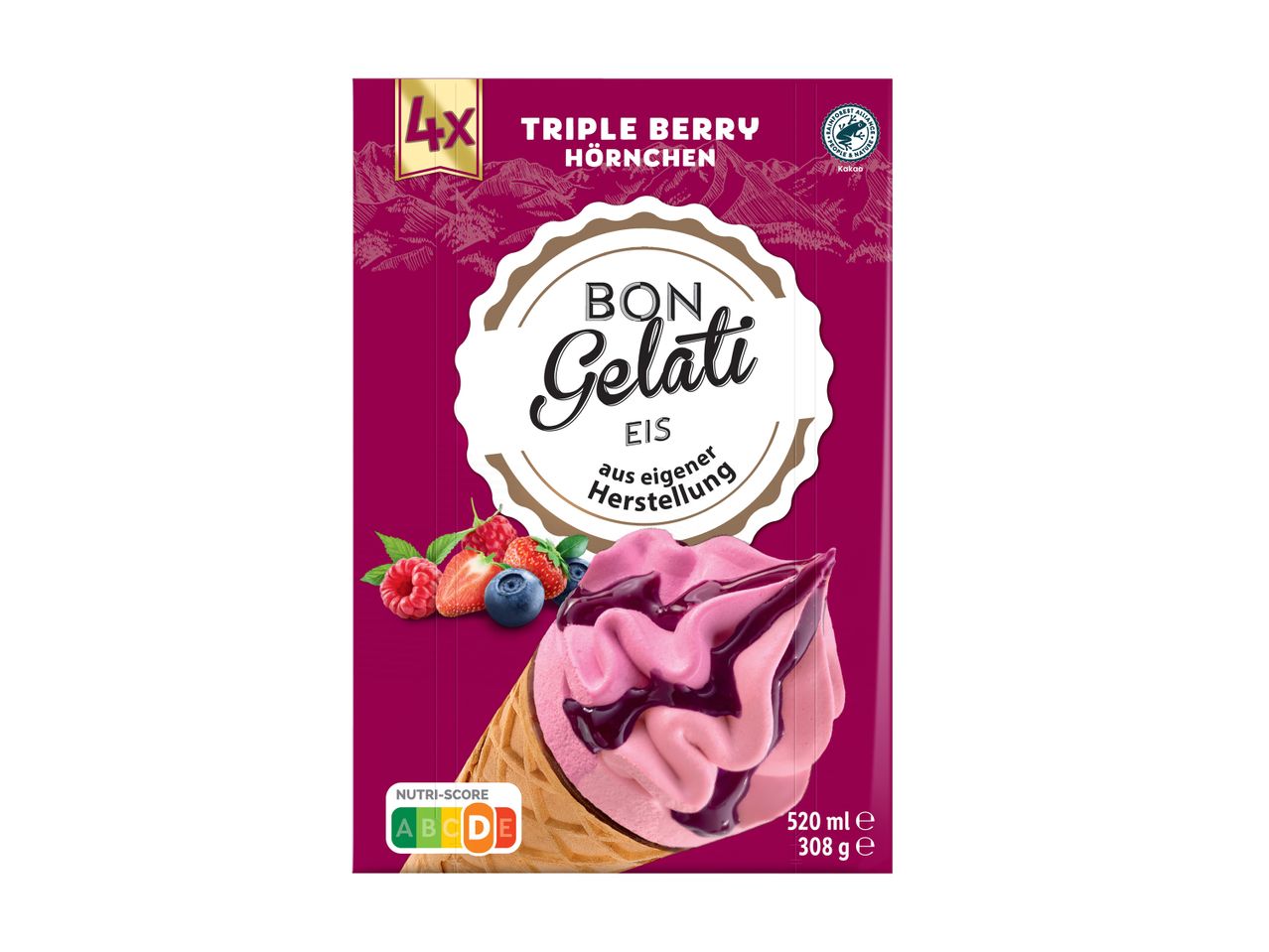 Bon Gelati Triple Berry Eis am Stiel (4er Packung)