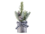LIVARNO home mini jõulupuu männikäbide ja ruudulise lipsuga metallpotis