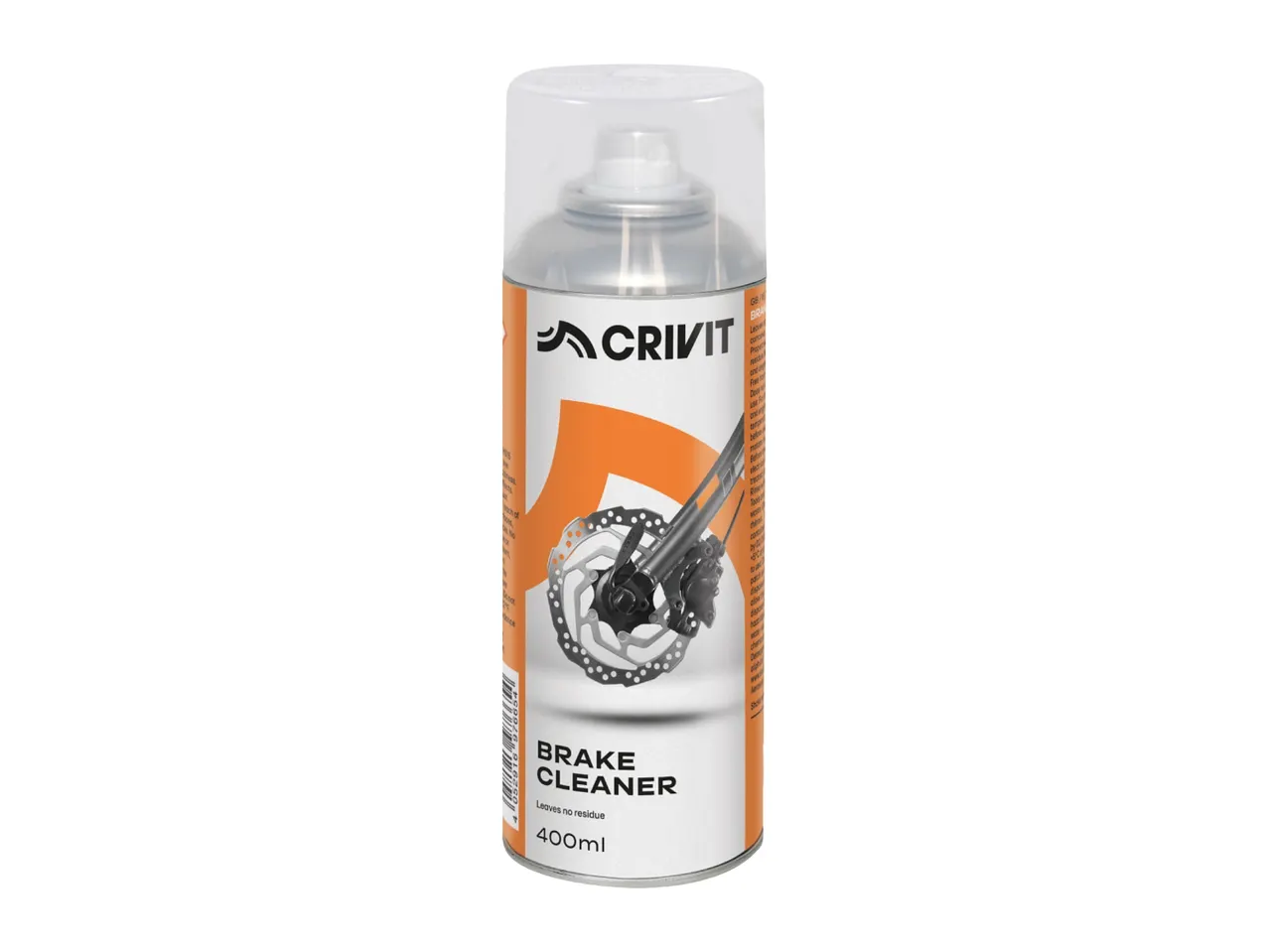 Brake cleaner spray can, 400ml, with a bicycle brake disc graphic.