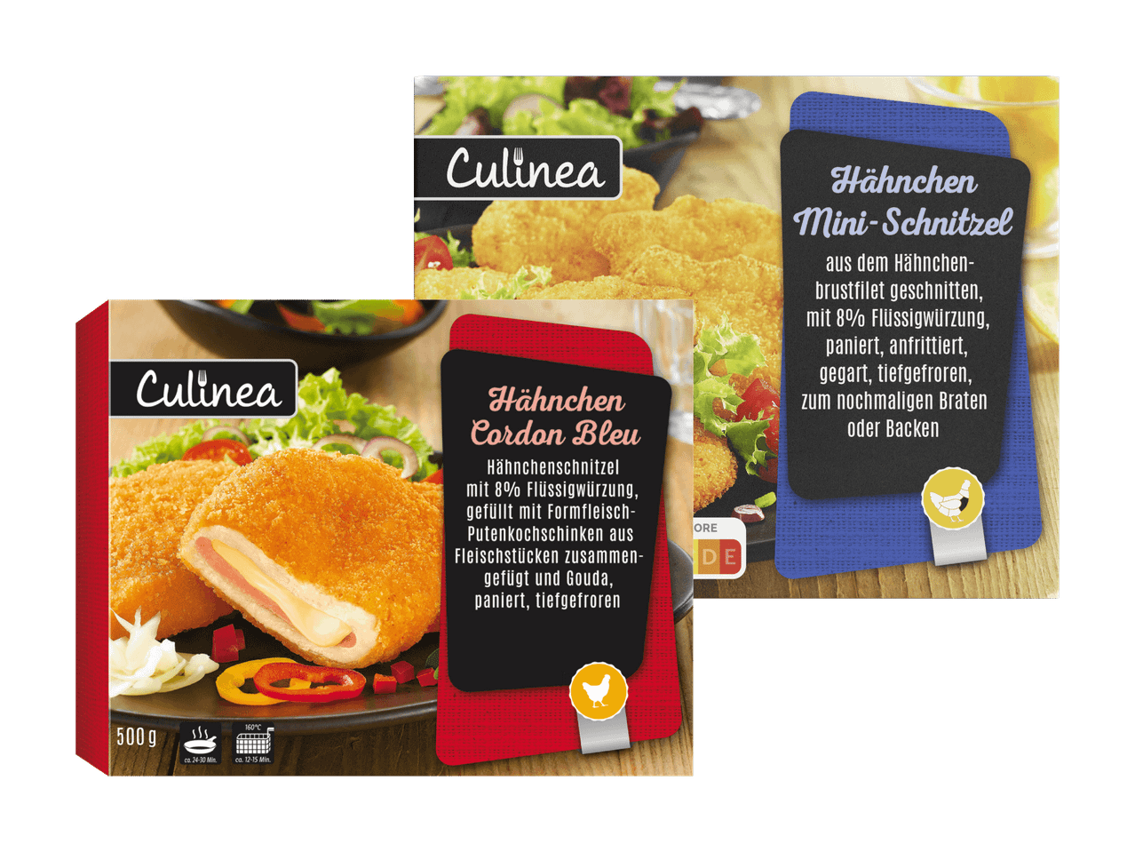 Culinar Schnitzel: Gefrorene Käseschnitzel und Wiener Schnitzel.