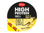 Sobremesa Milbona de quark e iogurte com alto teor de proteína, sabor baunilha, 62g de proteína.