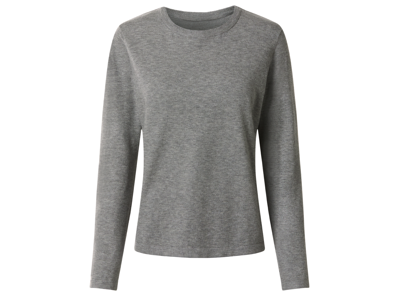 Сива дамска блуза с дълъг ръкав и обло деколте.