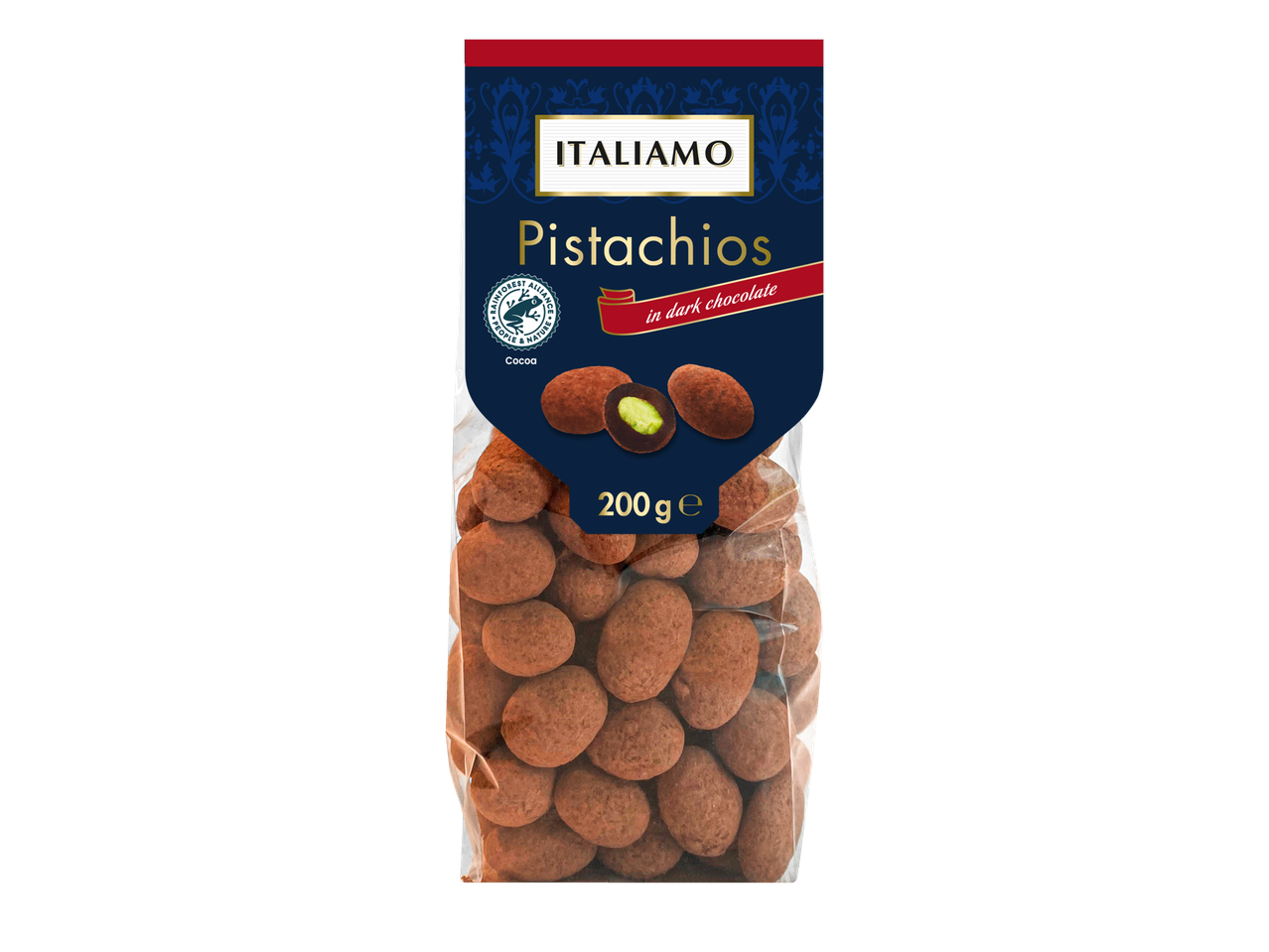 ITALIAMO pistachen in pure chocolade, 200g.