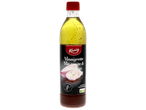 Bouteille de vinaigrette au vin rouge et échalotes, avec la mention 'allégée en matières grasses'.