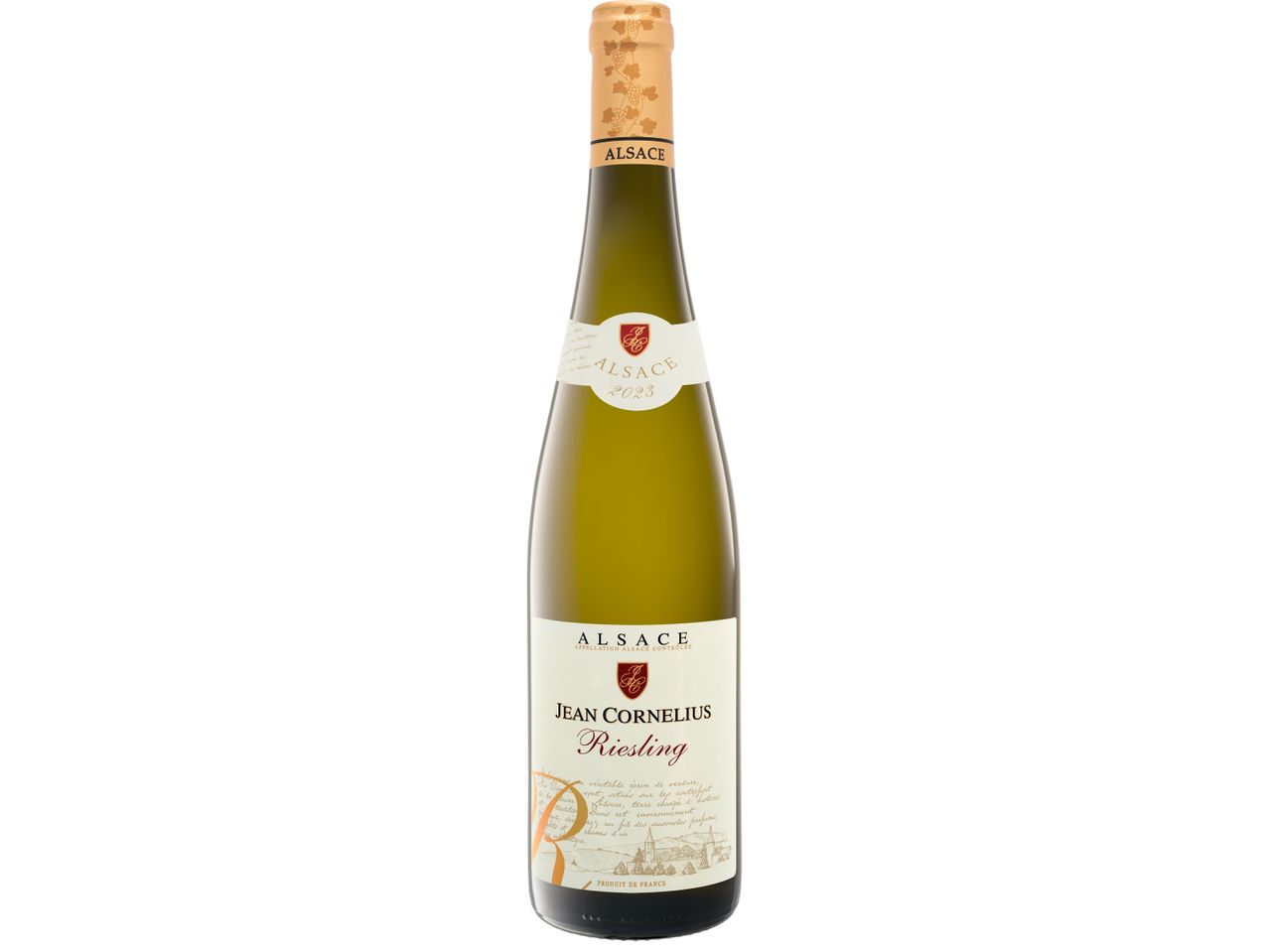 Бутилка бяло вино Jean Cornelius Riesling 2023 от Алзас.