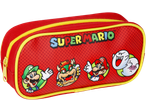 Red Super Mario pencil case with Luigi, Bowser, Mario, and Boo characters.