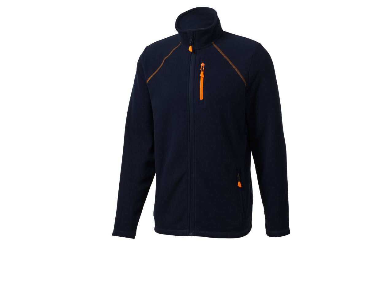 CRIVIT vīriešu tumši zila flīsa jaka ar oranžām detaļām
