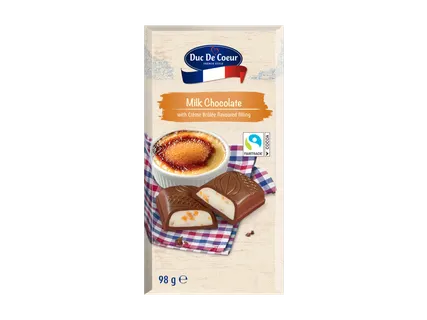 Crème Brûlée-vel töltött tejcsokoládé