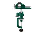 Green table vise with a clamp and swivel base