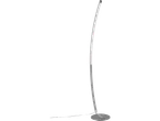 A sleek, modern arc floor lamp with a silver finish.