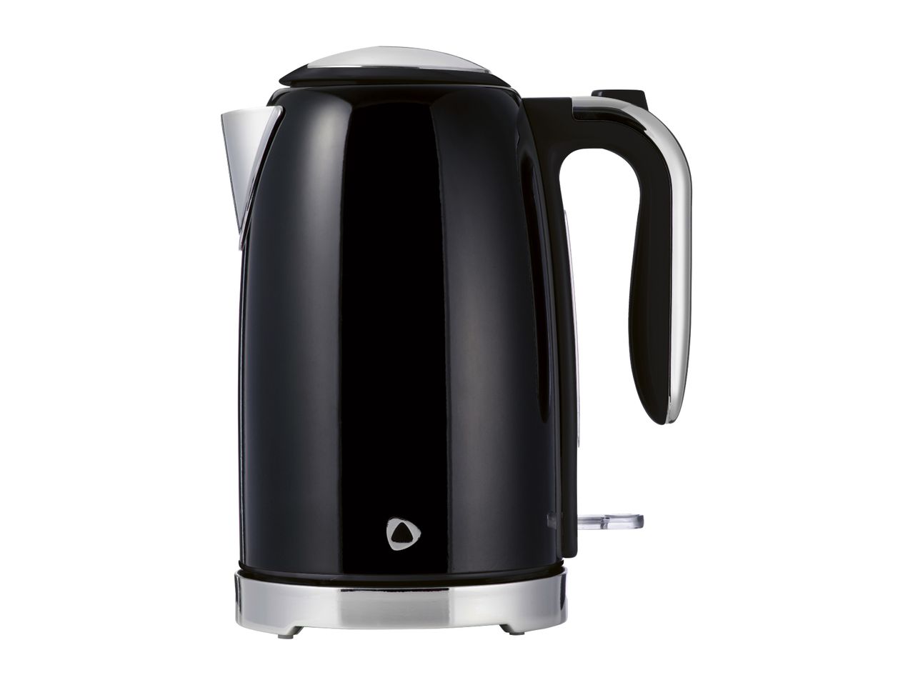 Black electric kettle with chrome details