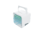 Portable air cooler: small, white, with fan.