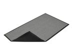 Grey and black striped doormat with a non-slip backing