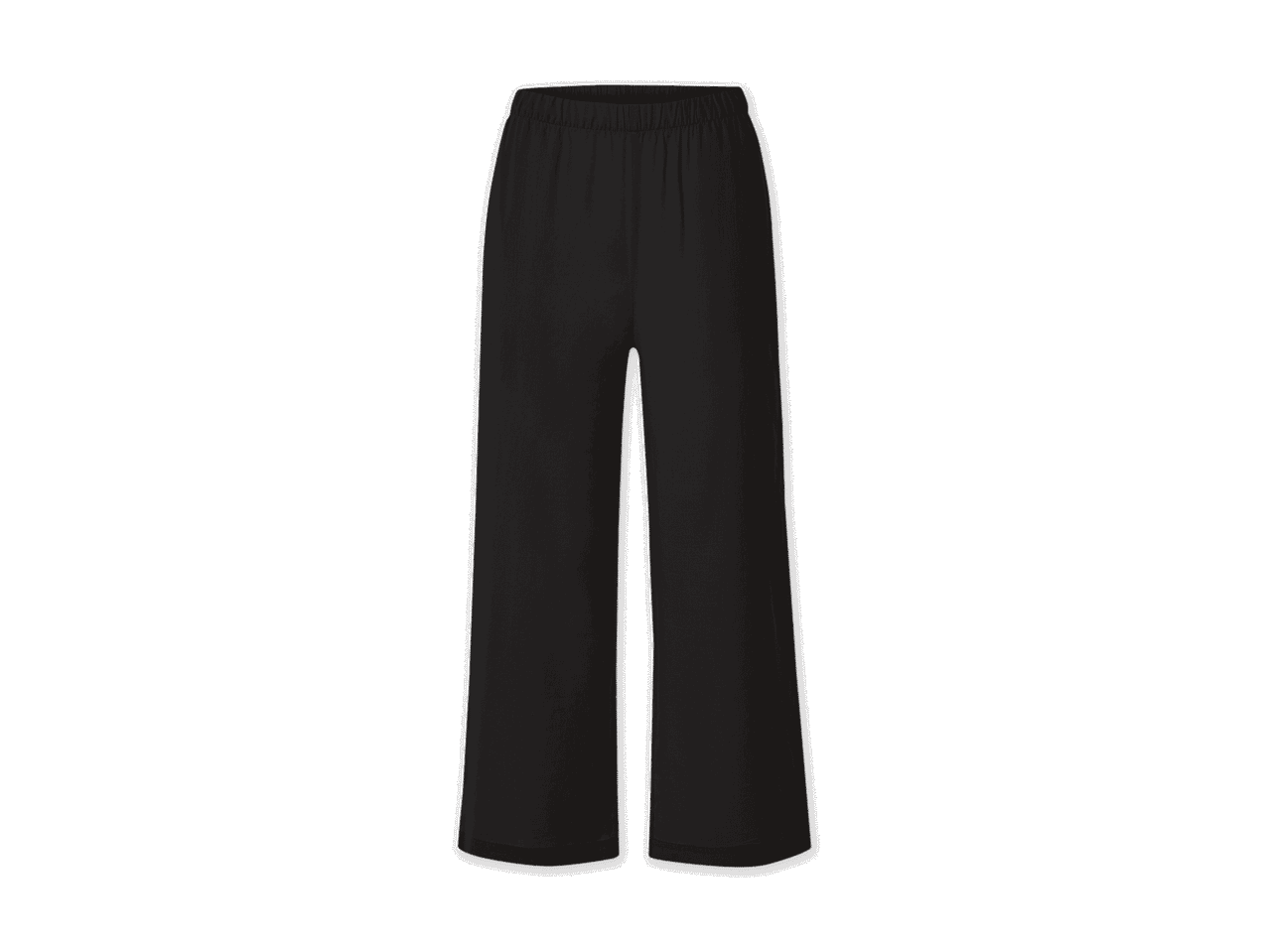 Schwarze, weite Hose.