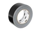 A roll of black 3M duct tape with visible branding and address details.