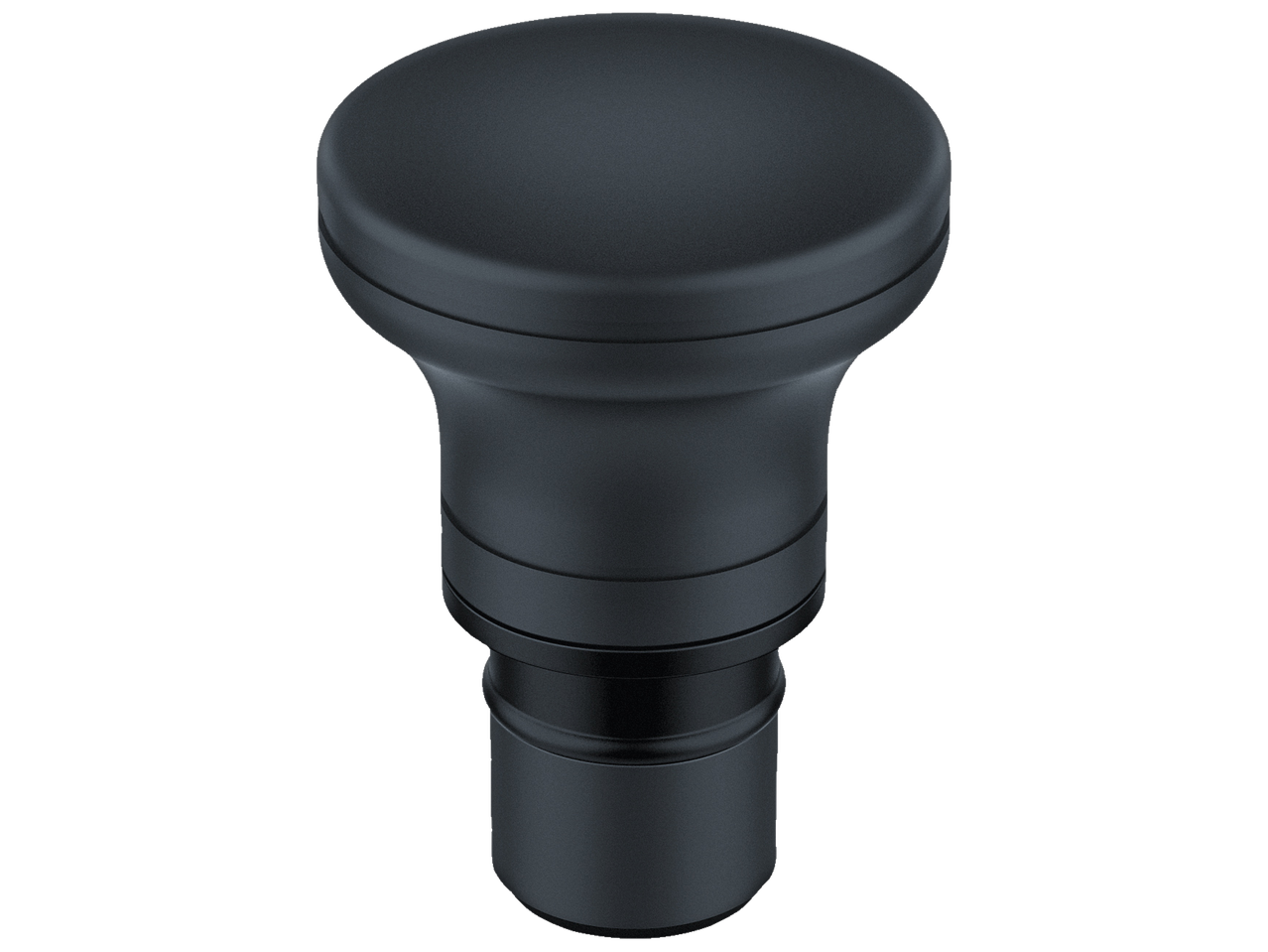 Matte black massage attachment, cylindrical with a round head.