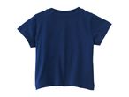Back view of a plain navy blue short-sleeved children's t-shirt.