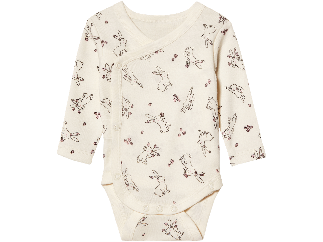 Lupilu® baby wrap-over bodysuit with bunny and flower print