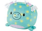 Playtive Squishy Plush Toy, a teal dragon with yellow spots, glittery wings, and a smiling face.