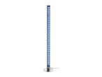 Tall, cylindrical floor lamp with blue LED lights and a chrome base