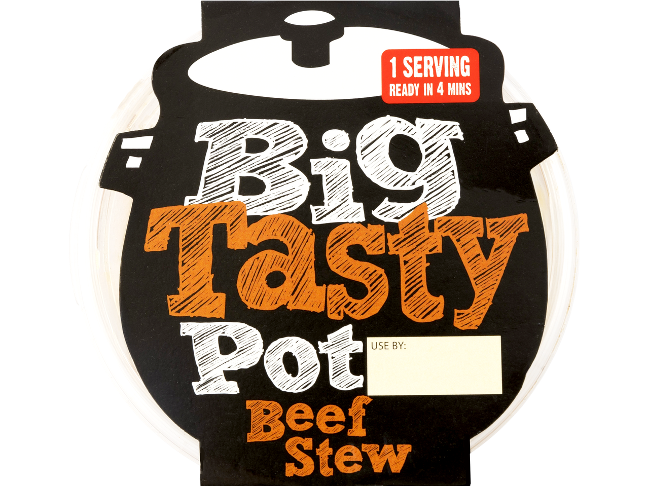 Big Tasty Pot Beef Stew, 1 serving ready in 4 minutes.