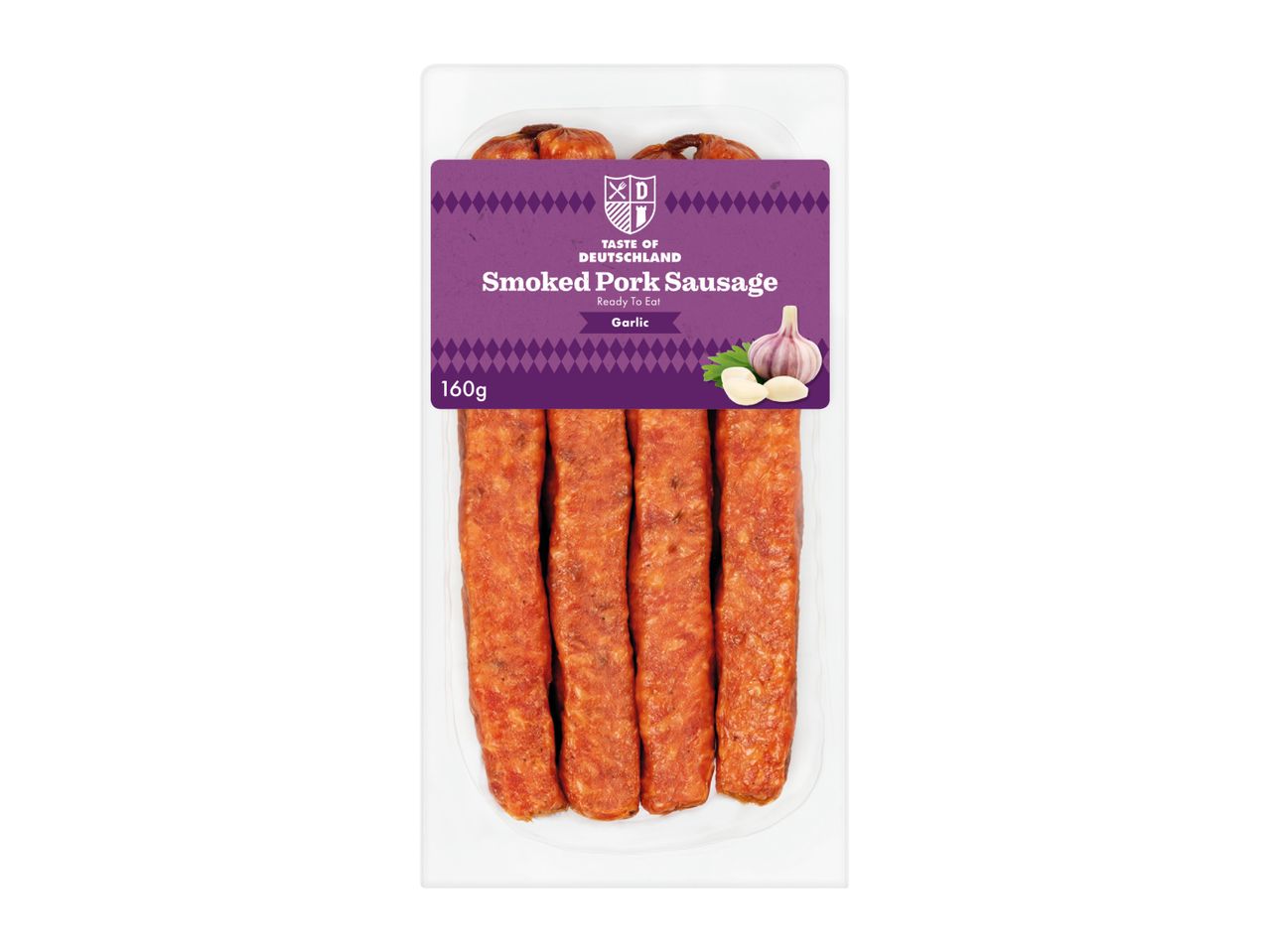 Taste of Germanland garlic smoked pork sausage, 160g