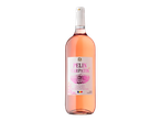 O sticlă de vin rosé Pelin Carpatin, cu etichetă albă și detalii roz, pe un fundal negru.