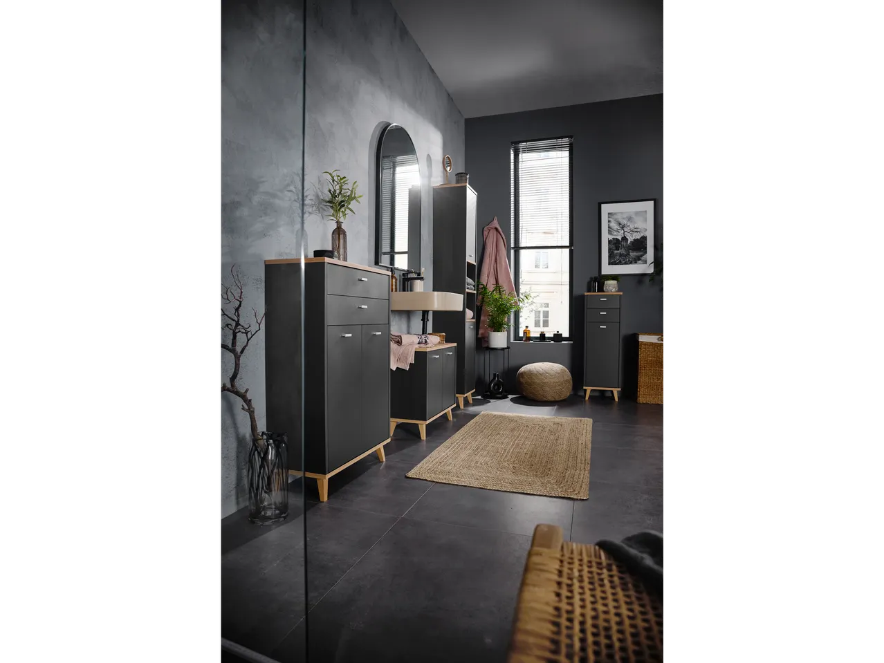 Mobiletto da bagno con 2 ante e 2 cassetti
