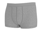 Grey men's boxer briefs with a wide elastic waistband and visible stitching.