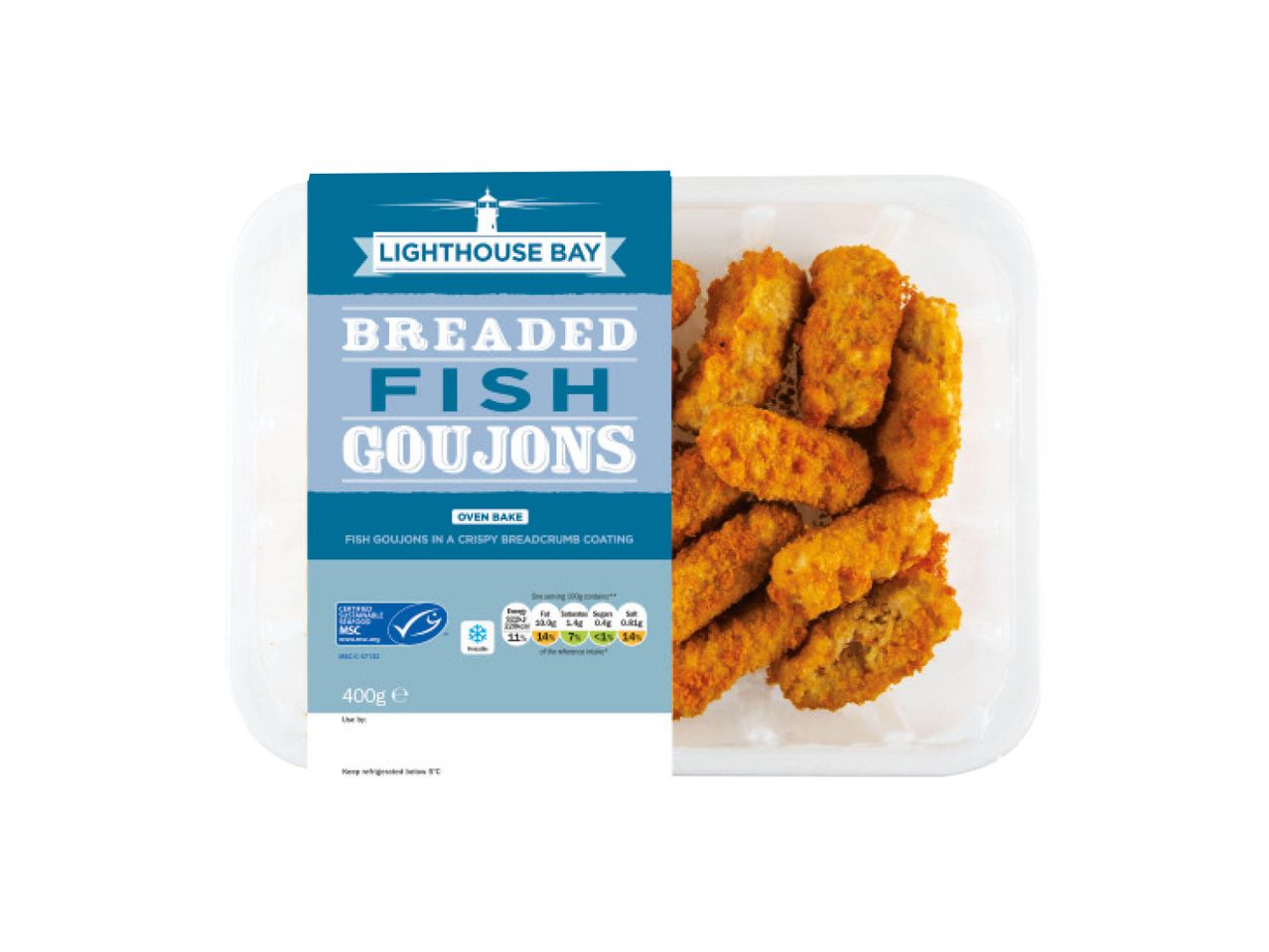 Lighthouse Bay: Breaded fish goujons, oven bake.
