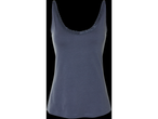 Grey tank top with lace trim.