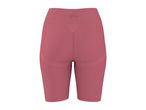 Pink ribbed cycling shorts with a high waist and subtle logo detail.