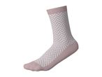 Pink and white herringbone patterned crew sock