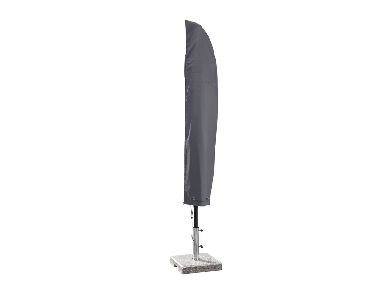 Grey garden parasol cover.